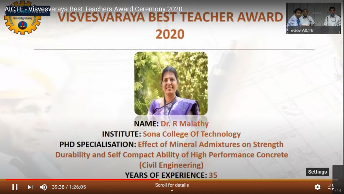 aicte best teacher award 2020