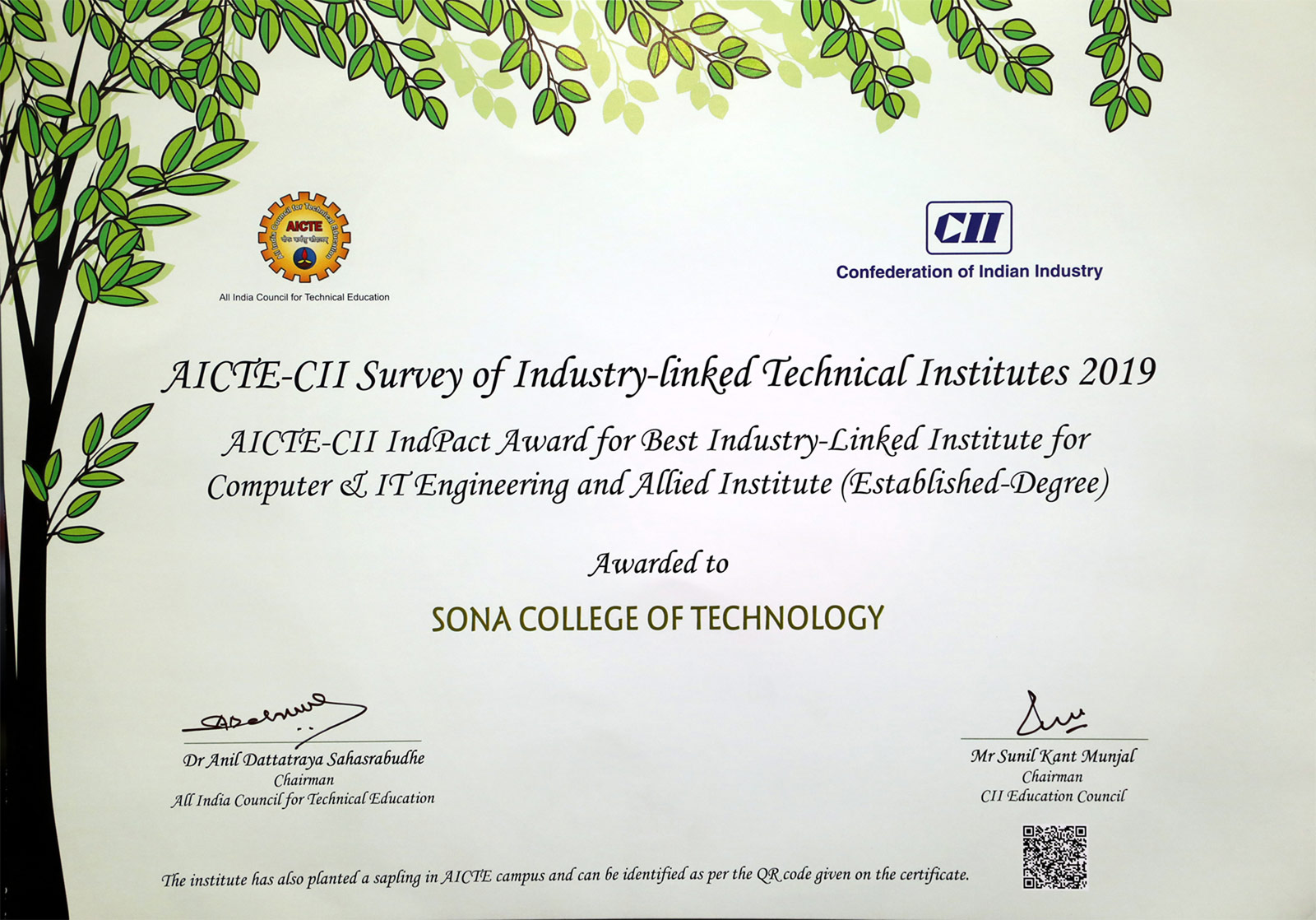 AICTE CII Award 2019